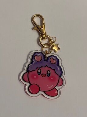 Handmade Kirby inspired keychain/bag charm